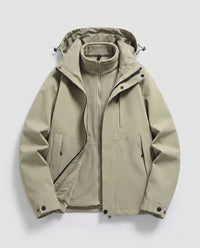 Unisex wasserdichte Softshell-Allwetterjacke mit herausnehmbarer Fleece-Innenjacke und Kapuze in Hellgrün