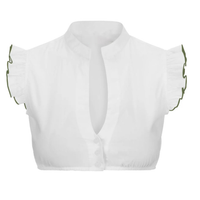 Damen Oktoberfest Kurzarm Bluse Dirndl | mit Stehkragen in Weiß/Grün