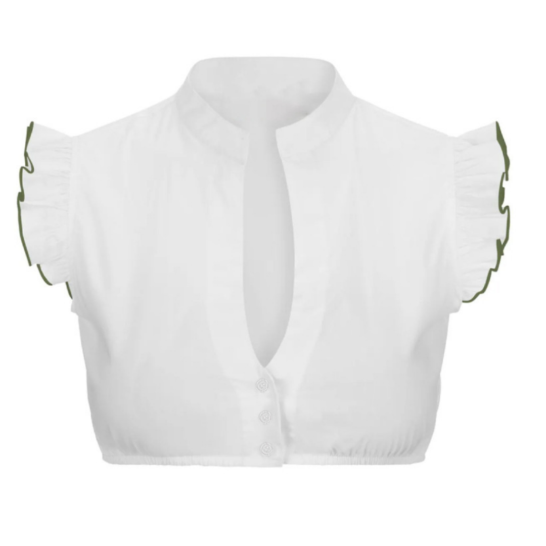Damen Oktoberfest Kurzarm Bluse Dirndl | mit Stehkragen