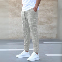 Herren Hose Kariert Slim Fit | Leicht Bequem in Grau