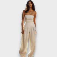 Louna – Eleganter Bandeau-Jumpsuit in Khaki