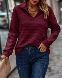 Romy | Stehkragen Troyer Pullover in Dunkelrot