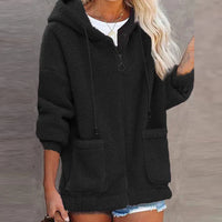 Warm gefütterte Damen-Kapuzenjacke - Ramona in Schwarz