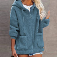 Warm gefütterte Damen-Kapuzenjacke - Ramona in Blau
