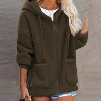 Warm gefütterte Damen-Kapuzenjacke - Ramona in Dunkelgrün