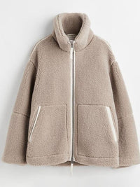 Damen Plüsch Fleece Winterjacke - Rianne in Braun