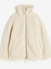 Damen Plüsch Fleece Winterjacke - Rianne in Weiß