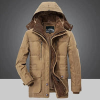 Langer Herren-Wintermantel aus Baumwolle - Roger in Khaki