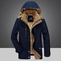Langer Herren-Wintermantel aus Baumwolle - Roger in Marineblau