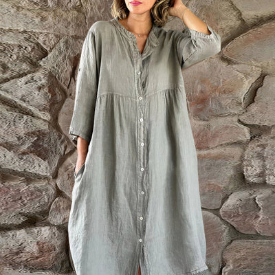 Leinenkleid mit Knöpfen für Damen
