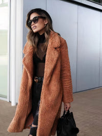 Stylischer Teddy Mantel für Frauen - Romee in Schokolade