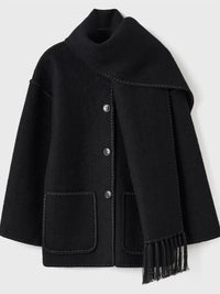 Stylischer Warmer Schal und Mantel - Roose in Schwarz
