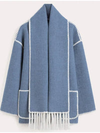 Stylischer Warmer Schal und Mantel - Roose in Blau