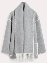 Stylischer Warmer Schal und Mantel - Roose in Grau
