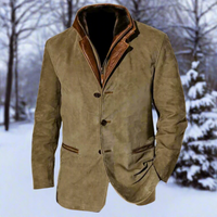 Retro Moderne Herrenjacke aus Wildleder mit Funktionalen Taschen – Elegantes Design für Stilbewusste Männer in Grün