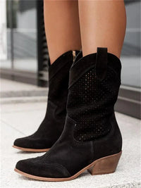 Wynona | Schicke Cowboy Stiefel mit Reißverschluss in Schwarz