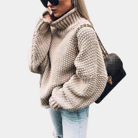 Rollkragen Pullover Damen Grobstrick | Warm & Lässig in Khaki