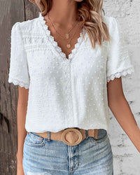 Lea | Baumwollbluse V-Ausschnitt Patchwork in Standard