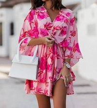 Valeria - Böhmisches Blumen-Minikleid in Rosa Blume