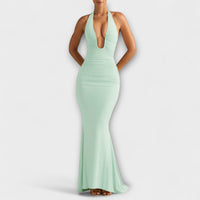Raffiniertes Rückenfreies Halterneck-Gala Kleid in Mint