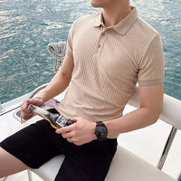 Alexander | Spitzer Kragen Slim-Fit Poloshirt in Apricot