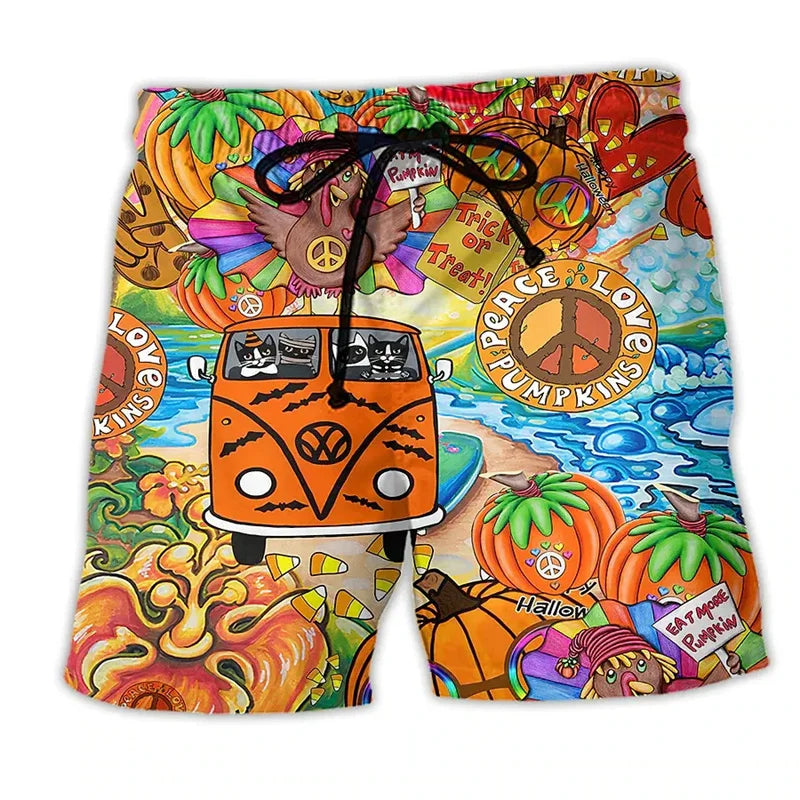 Herren Badeshorts für den Sommer mit Kordelzug und Grafikdruck