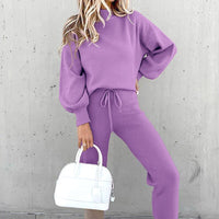 Damen Zweiteiliger Lounge-Set – Bequemer und stylischer Sweater und Jogginghose für Freizeit und Alltag in Lila