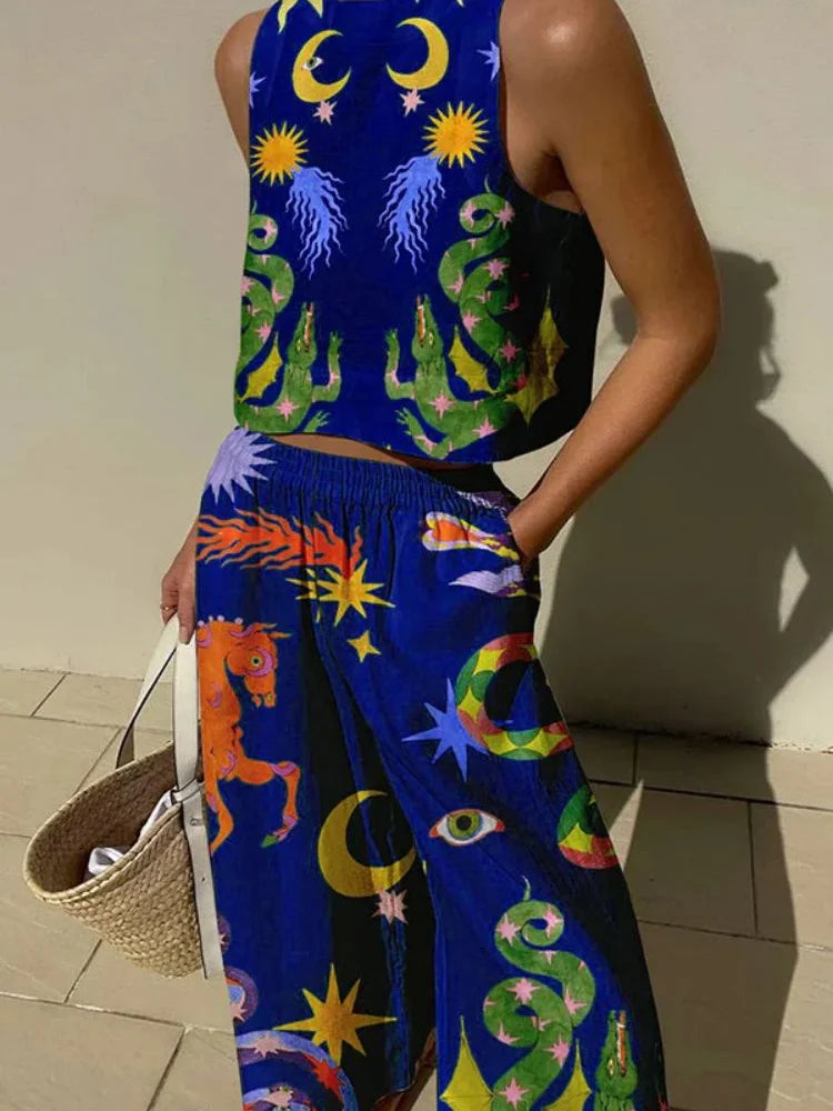 Chic - Zweiteiliges Set mit abstraktem Grafikdruck