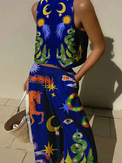 Chic - Zweiteiliges Set mit abstraktem Grafikdruck