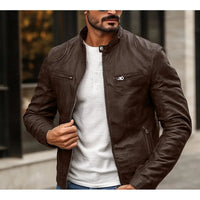 Lorcan - Bikerjacke mit Reißverschluss in Braun