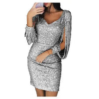 Glanzvolles Pailletten-Minikleid für jeden Anlass in Silber