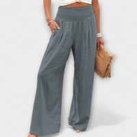 Thearya - Lässige weite Leinenhose in Grau