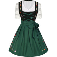 Damen Traditionell Grün und Schwarz Oktoberfest Dirndl Kleid in Grün