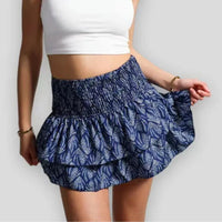 Livia-Blumige Rüschenshort für Frauen in Dunkelblau