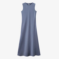 Elegantes Satinkleid - Stricktop-Kombinationsset in Blauer Glanzsatin