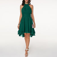 Damen Halter Mini Hochzeitsgast Kleid in Grün