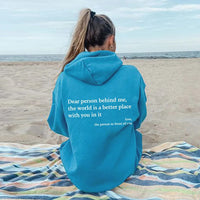 Übergroßer warmer Kapuzenpullover in Blau