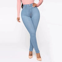 Jeggings Damen Slim Fit | Hoher Bund Knöchellang in Light Blue