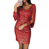 Glanzvolles Pailletten-Minikleid für jeden Anlass in Rot