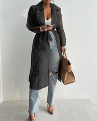 Trendy Trenchcoat für Frauen - Carmen in Schwarz