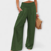Thearya - Lässige weite Leinenhose in Grün