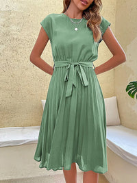 Damen Kurzarm Sommer Midi Etui Kleid in Minzgrün