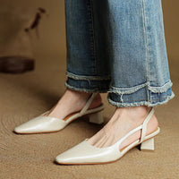 Lara | Damen Casual Leder Absatzschuhe in Beige