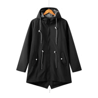 Damen Kapuze Wasserdichter Trenchcoat | Lässig in Schwarz