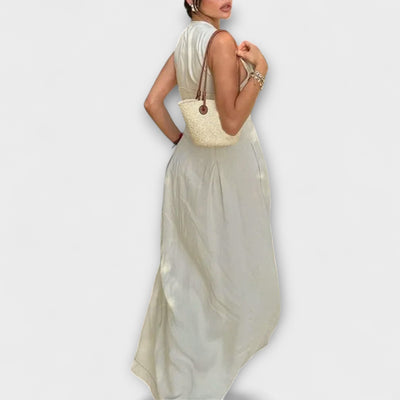 Ärmelloses Plissee Bodycon Midi Kleid