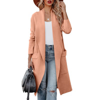 Langer Damen Cardigan mit Taschen – Bequemer und modischer Strickmantel für den Alltag in Hellrosa