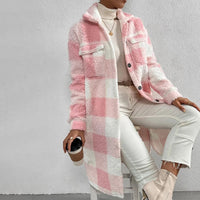 Karierte Damenjacke mit Polarfleece - Maja in Rosa