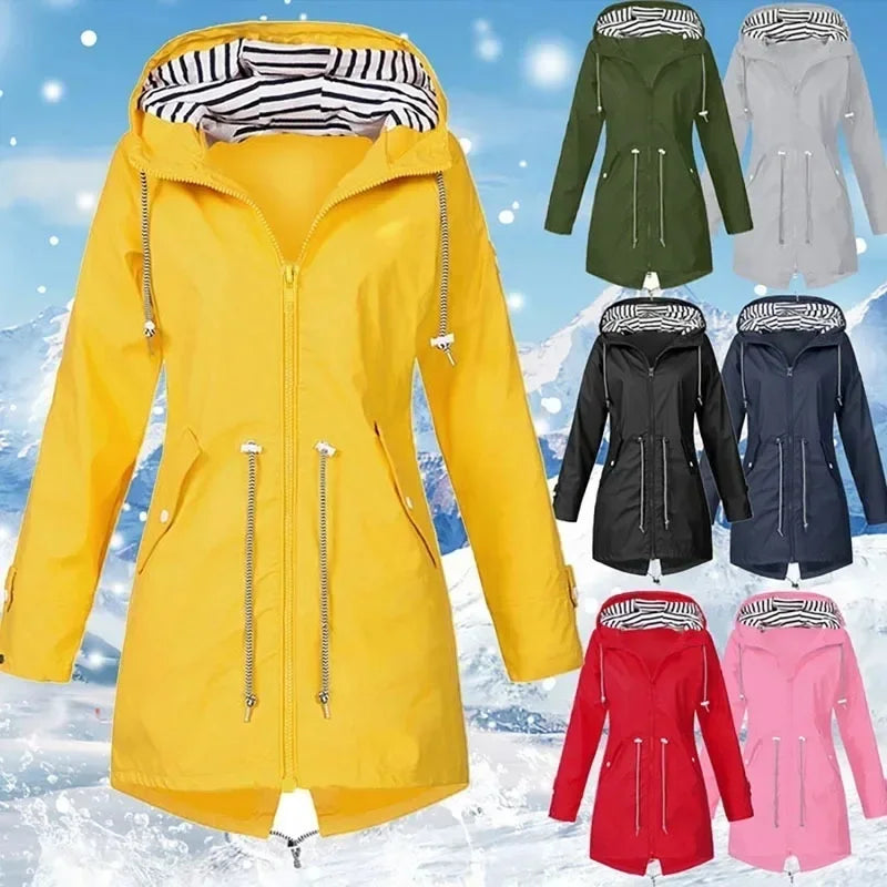 Stilvolles Damen-Regenjacke mit Reißverschluss und Kapuze für jeden Anlass