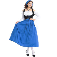 Damen Lange Oktoberfest Dirndl Kleid in Blau