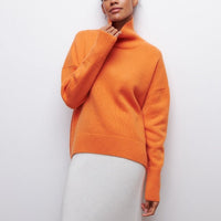 Damen Pullover | Lässig mit Rollkragen und weitem Schnitt in Orange